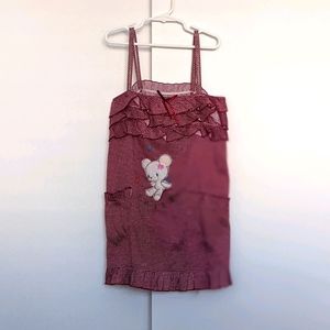 Red Ruffled Gingham Teddy Bear Strapped Camisole